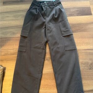 Aritzia Dark Brown Cargo Trousers with Utility Pockets